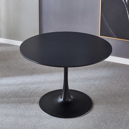 Tulip Table Mid-Century Dining Table For 4-6 People With Round MDF Table Top, Pedestal Dining Table, End Table Leisure Coffee Table - Black