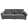King Pull Out Sofa Bed, Chesterfield Sofa, 3 In 1 Velvet Convertible Sleeper Sofa With Nailhead Trim & Rolled Arm Multifunctional Sofa Bed For Living Room - Gray