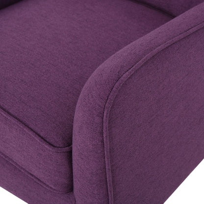 Modern Arm Chair With Tufted Back Fabric And Birch Wood Legs - Purple