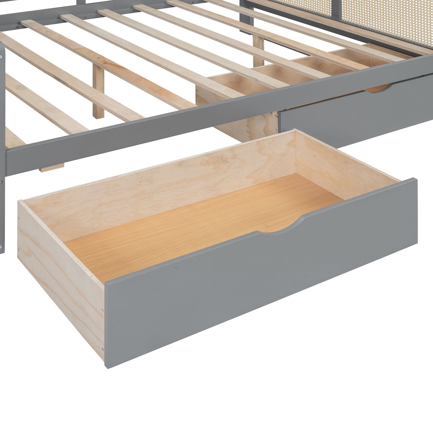 Full Size Wooden Daybed With 2 Drawers, And All In One Cabinet And Shelf - Gray