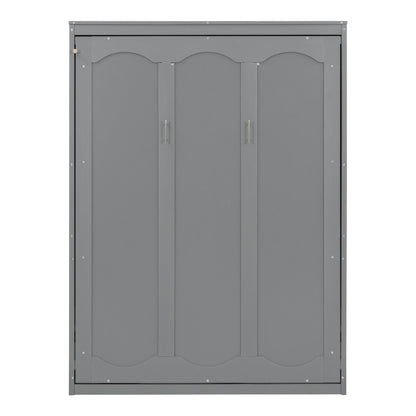 Full Size Murphy Wall Bed & Shelves - Gray