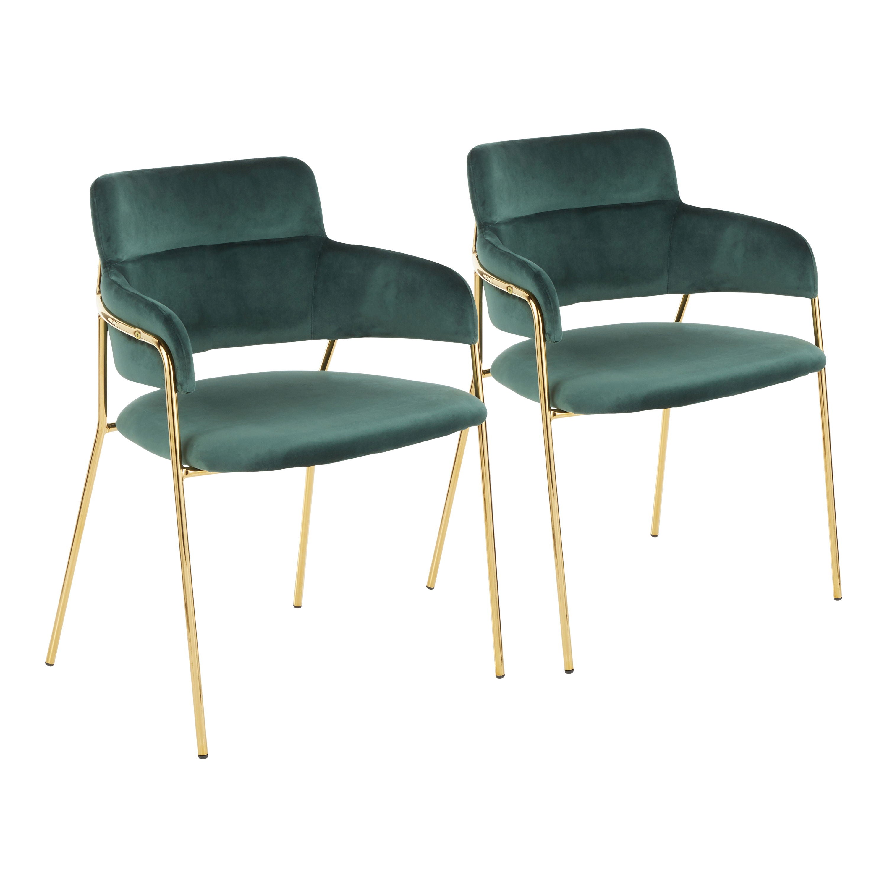 Napoli - Contemporary Chair (Set of 2) - Gold / Emerald Green