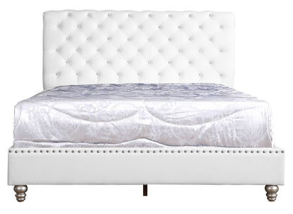 Tufted Transitional Upholstered Bed - White