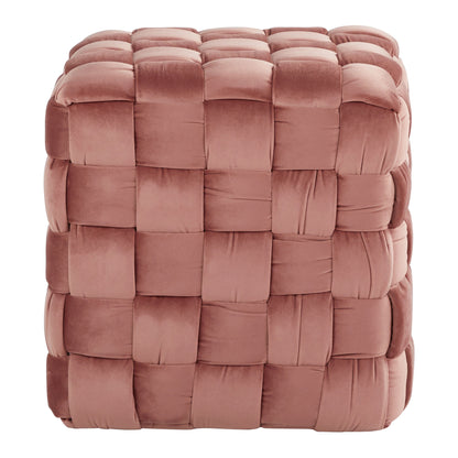 Square Braided Ottoman - Blush Pink