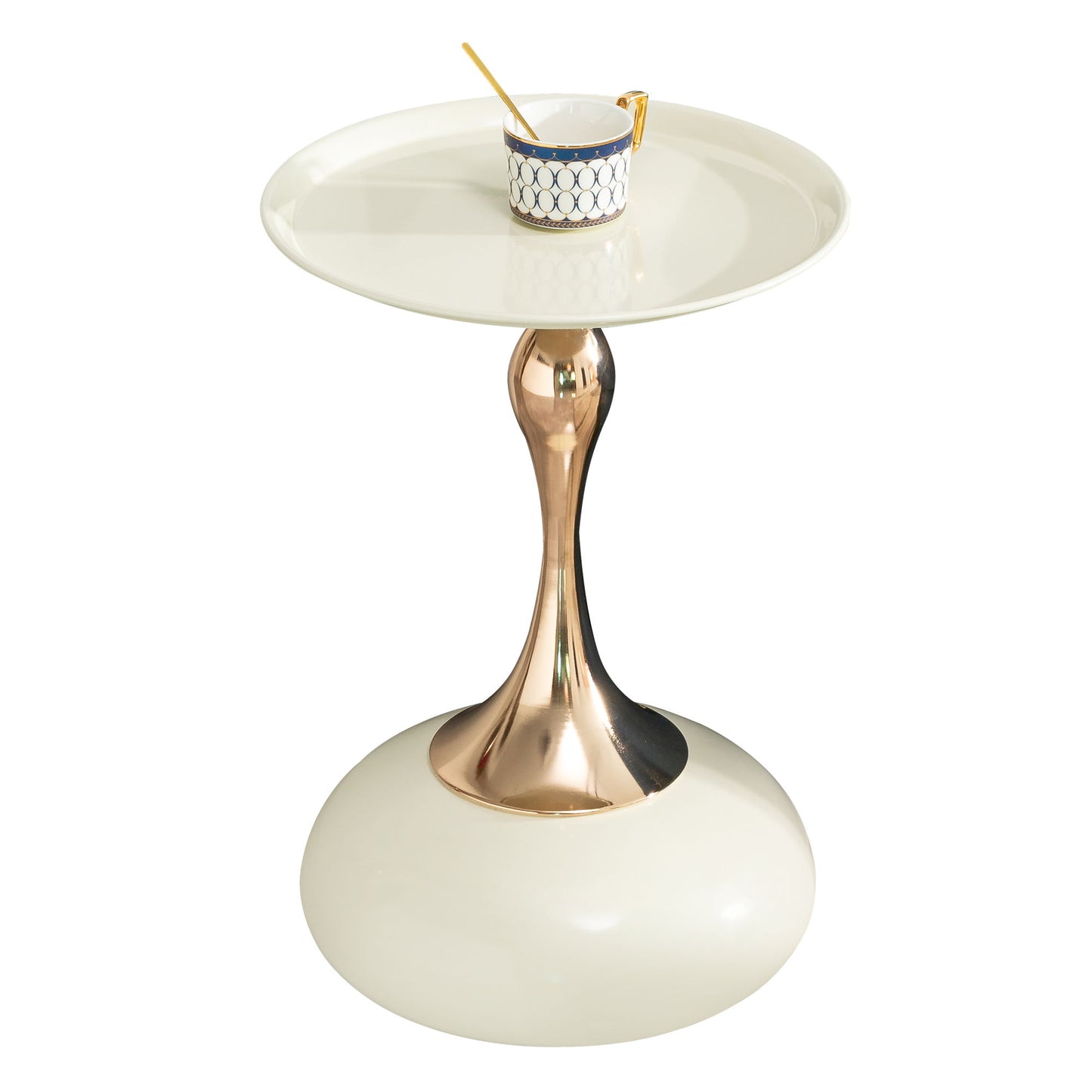 Modern Small Round Side Table For Small Spaces Carbon Steel Cocktail Table - Milk White