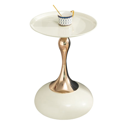 Modern Small Round Side Table For Small Spaces Carbon Steel Cocktail Table - Milk White