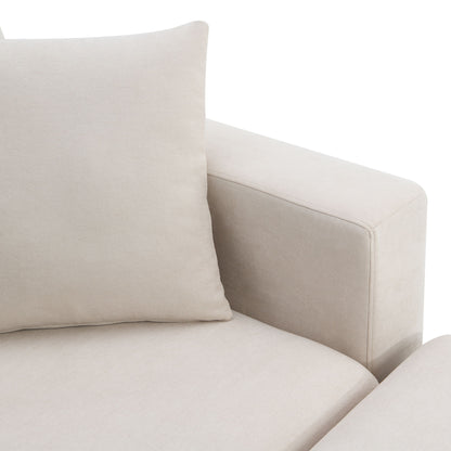 Modern Sectional Sofa With Throw Pillows, Cloud L Shaped Couch Set With Wide 4 Seat Comfy Couch Set With Movable Ottoman - Beige