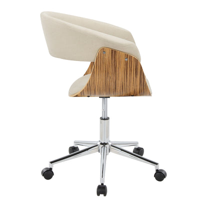 Vintage Mod - Mid-Century Modern Office Chair - Chrome / Zebra / Cream