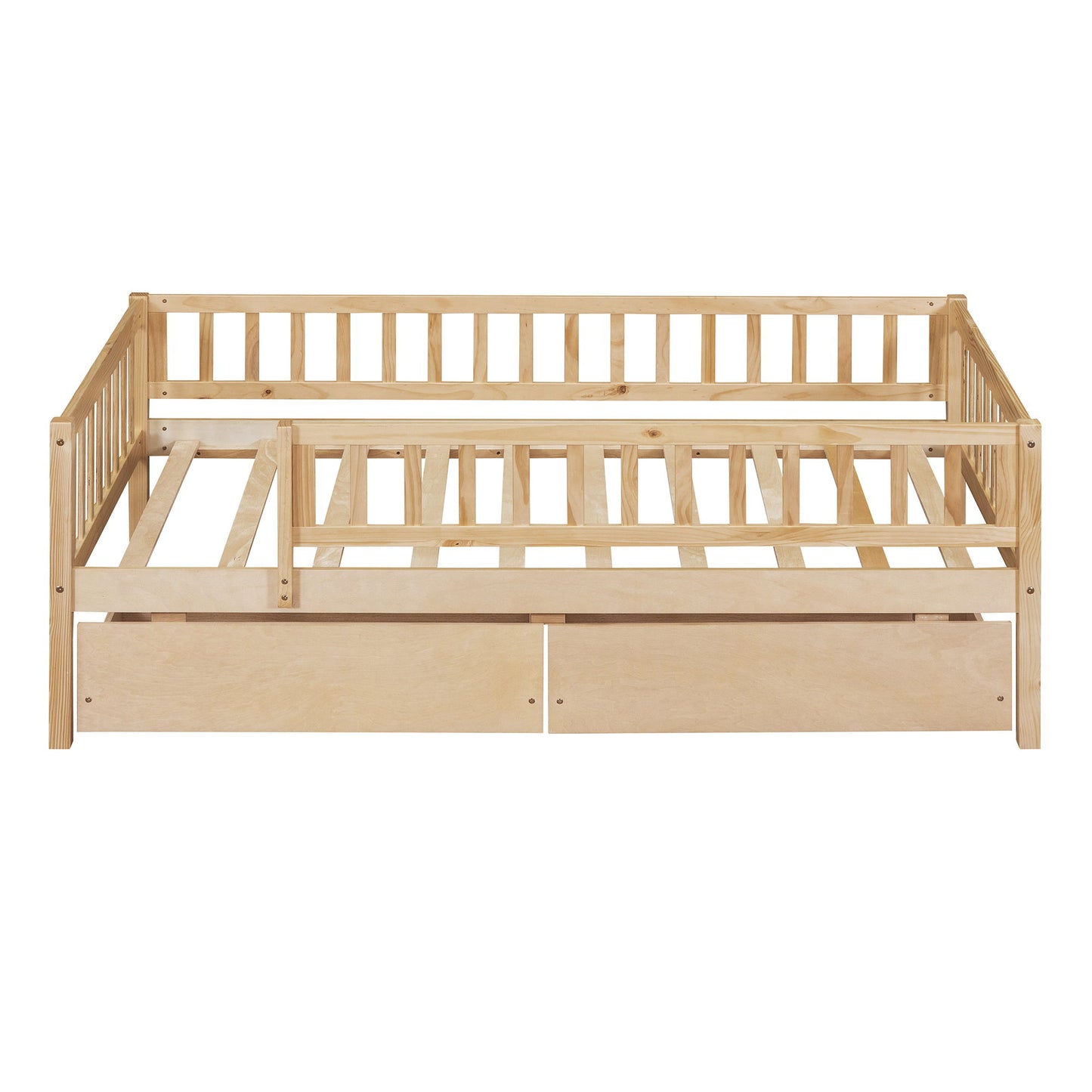 Twin Size Daybed Bed With Two Drawers - Natural