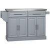 Homcom - Rolling Kitchen Island With Storage, Portable Kitchen Cart With Stainless Steel Top, 2 Drawers, Spice, Knife And Towel Rack And Cabinets - Gray