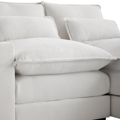 Modern U Shaped Sofa With Console, Cupholders And USB Ports, 6 Seat Upholstered Symmetrical Indoor Furniture, Sleeper Couch Set With Chaise - White
