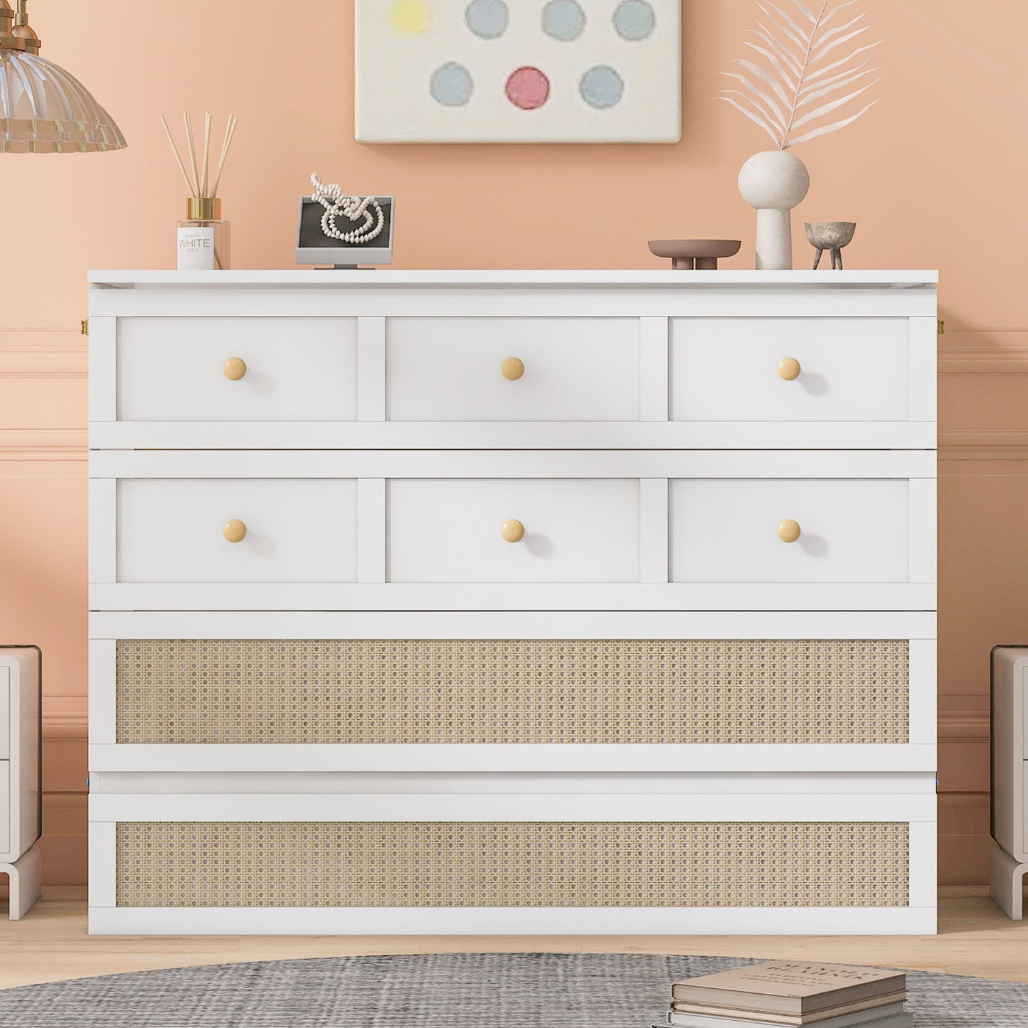 Queen Murphy Elegant Bed With Large Drawers - White