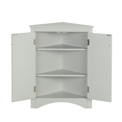 Triangle Bathroom Storage Cabinet With Adjustable Shelves, Freestanding Floor Cabinet For Home Kitchen - Gray