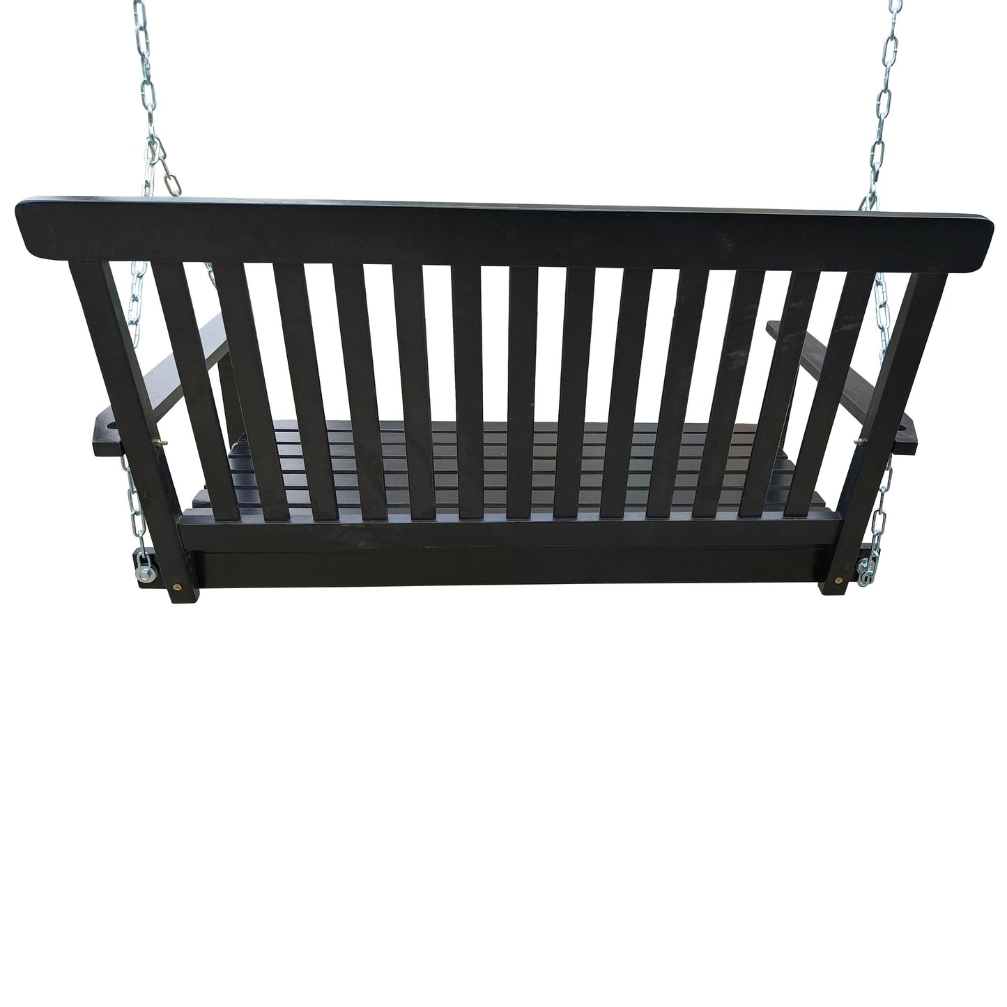 Front Porch Swing With Armrests For Outdoor Patio, Garden Yard, Backyard Or Sunroom - Black