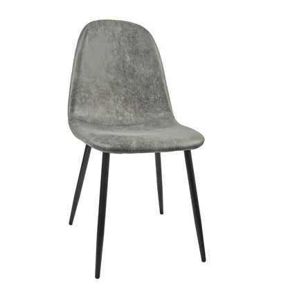 Modern Accent Dining Chairs (Set of 4), Upholstered Seat, Spoon Shape - Black / Gray