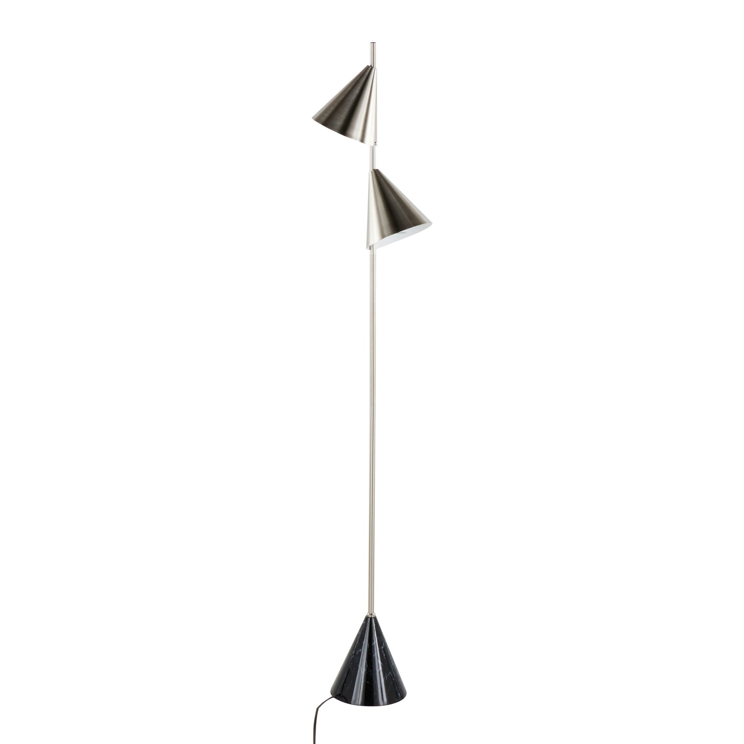Cone - Contemporary Floor Lamp - Plated Nickel / Black