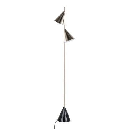Cone - Contemporary Floor Lamp - Plated Nickel / Black