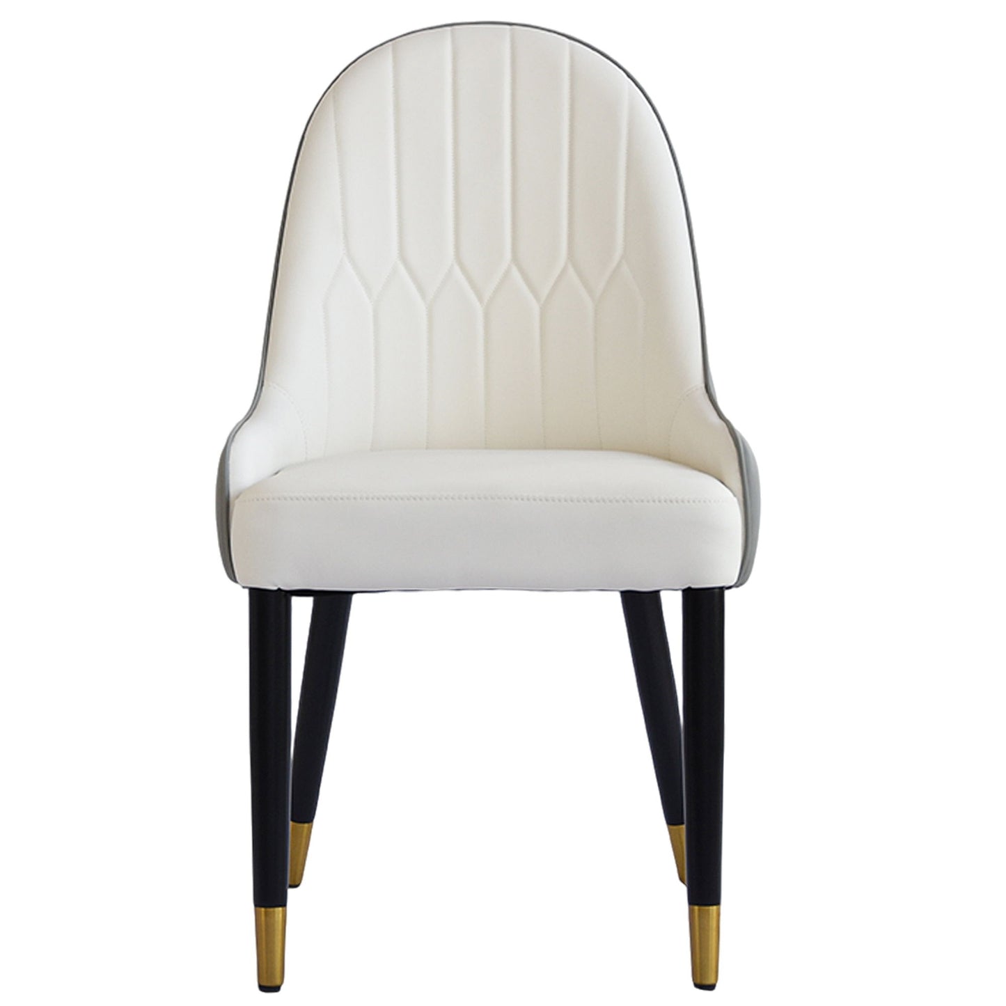 Modern Sponge-Filled Dining Chair, Solid Wood Metal Legs, Suitable For Restaurants, Living Rooms And Rooms (Set of 2) - White / Gray