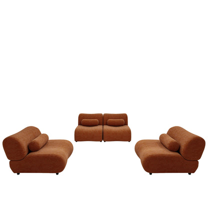 Modern L - Shaped Modular Sofa Set High Comfort Chenille Fabric, Freely Arrangeable For Living Room - Orange