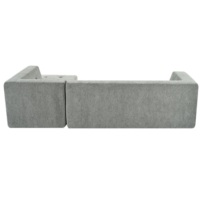 Modular Combination Sofa Set, Modern Minimalist Sofa, Living Room Upholstered Sofa Bed, Bedroom, 2 Pieces Computer Free Combination, L - Shaped - Light Gray