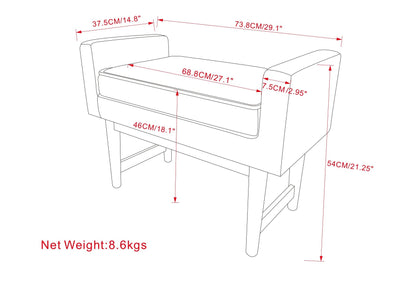Scott - Small Ottoman Bench - Pewter Gray