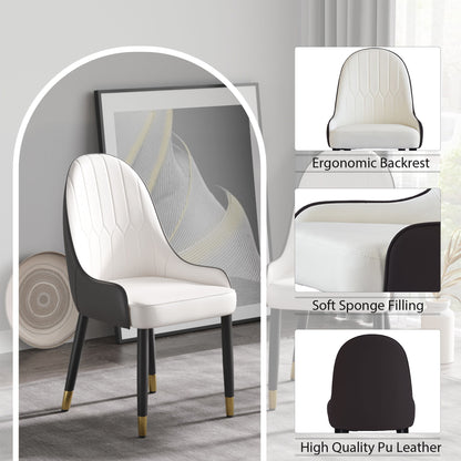 Modern Sponge-Filled Dining Chair, Solid Wood Metal Legs, Suitable For Restaurants, Living Rooms And Rooms- (Set of 2) - Dark Brown / White