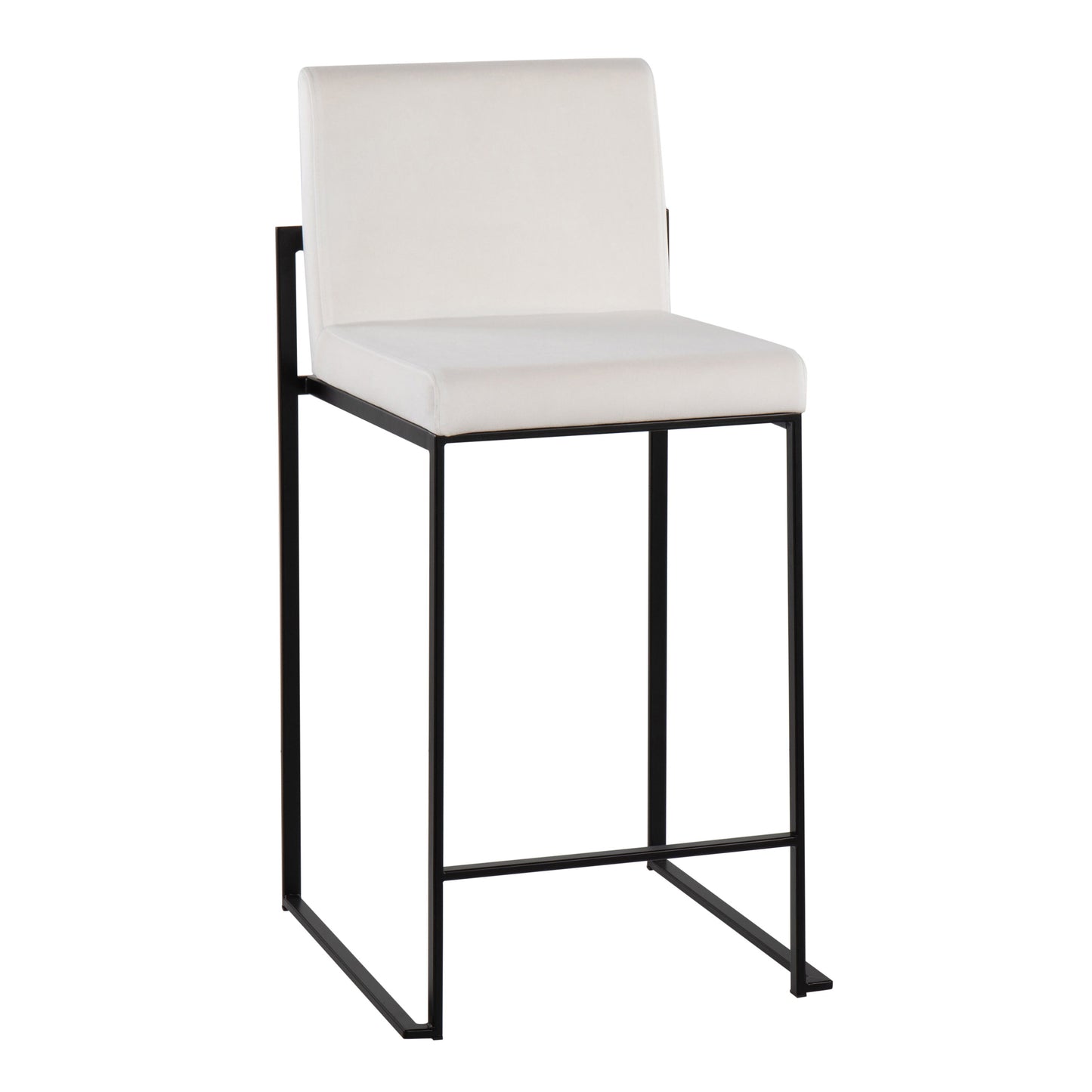 Fuji - Contemporary High Back Counter Stool (Set of 3) - White / Black