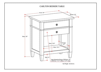 Carlton - Bedside Table - Rustic Natural Aged Brown