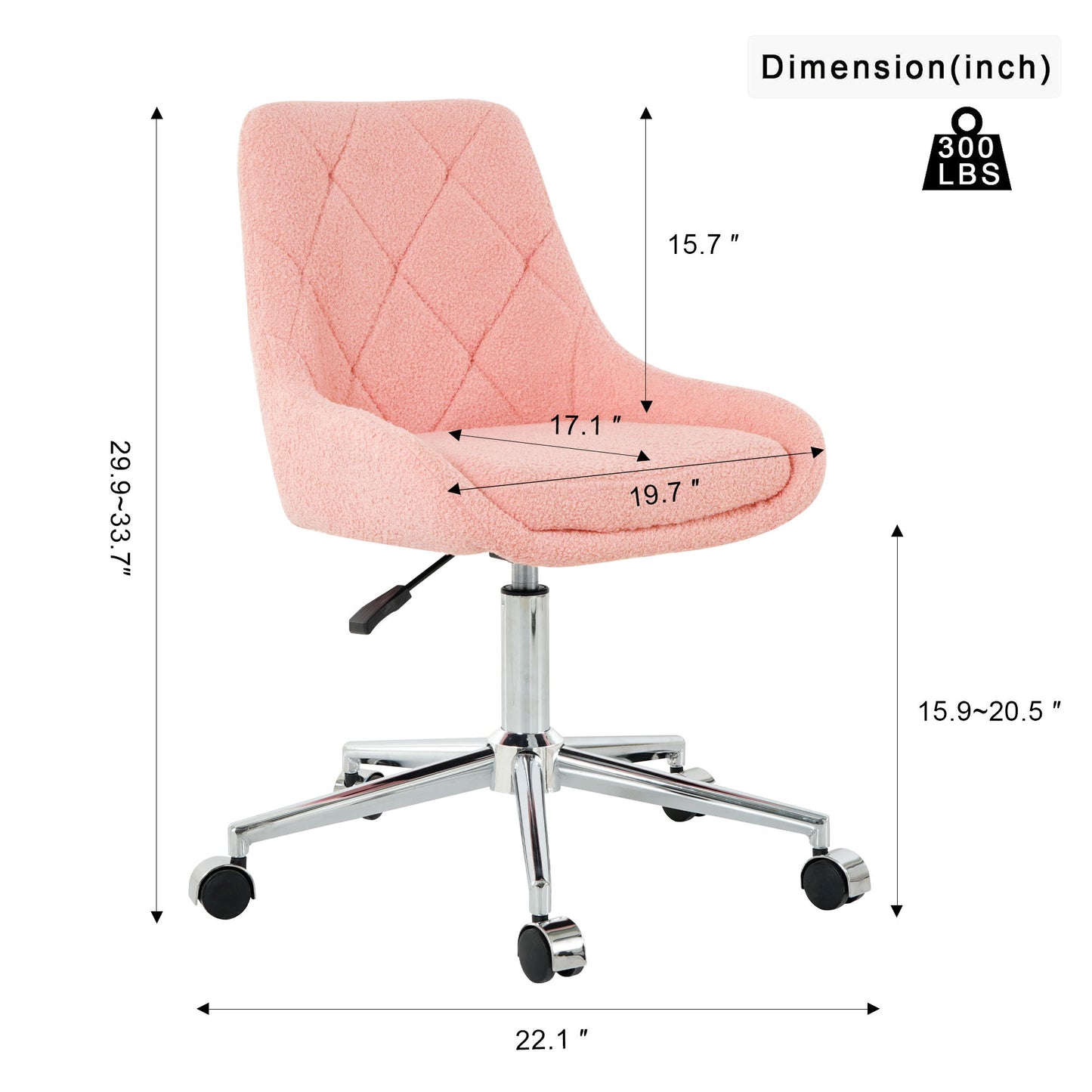 Modern Teddy Velvet Fabric Dining Chair With Golden Electroplated Legs, Soft And Comfortable, Adjustable And Space Saving - Pink