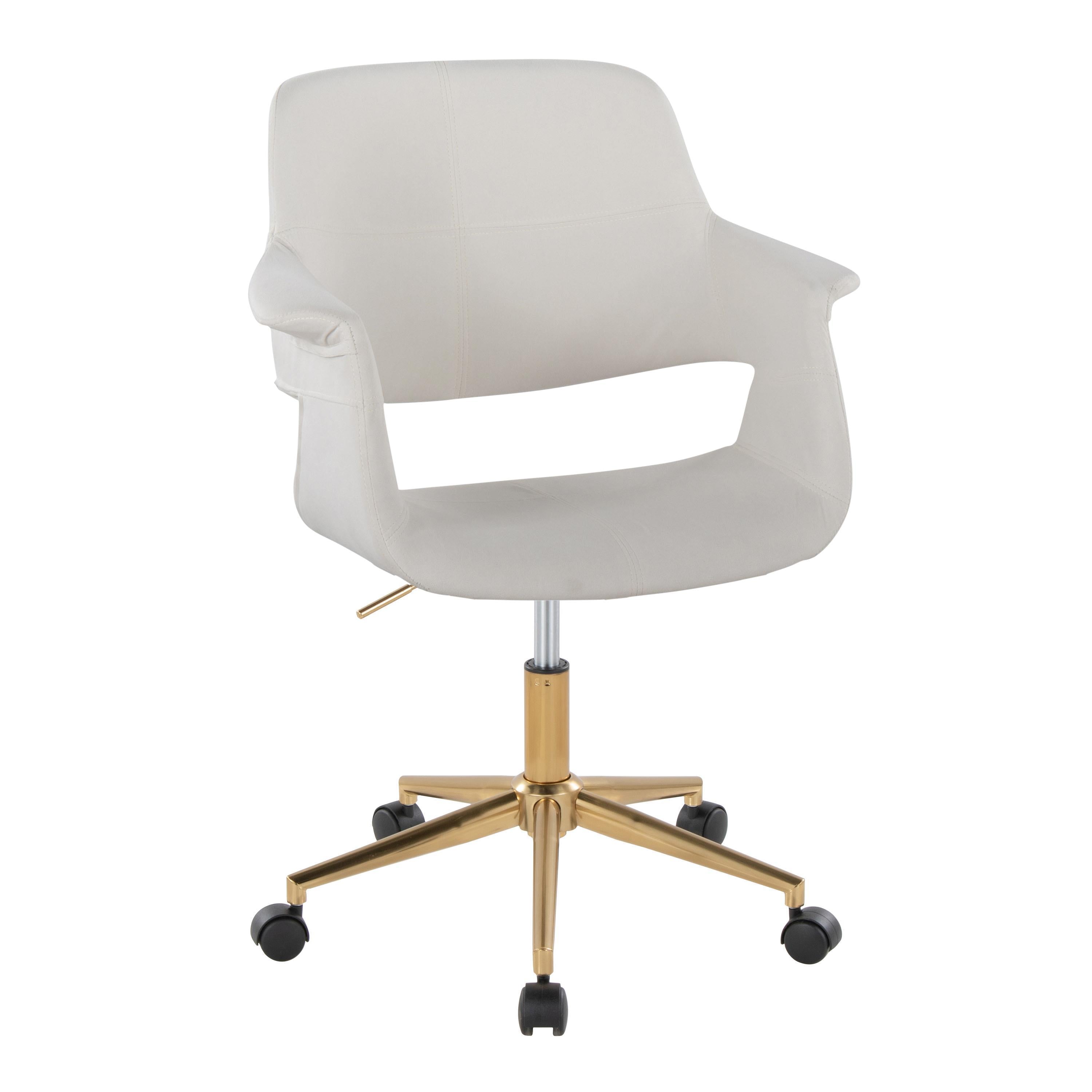 Vintage Flair - Mid-Century Modern Office Chair - Gold / Cream