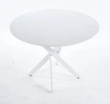 Table Mid-Century Dining Table For 4 - 6 People With Round MDF Table Top, Pedestal Dining Table, End Table Leisure Coffee Table, Cross Leg - White