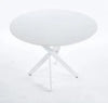 Table Mid-Century Dining Table For 4 - 6 People With Round MDF Table Top, Pedestal Dining Table, End Table Leisure Coffee Table, Cross Leg - White